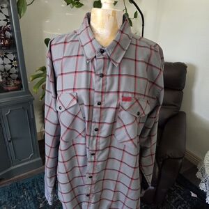DIXXON Gray and Red Plaid Shirt